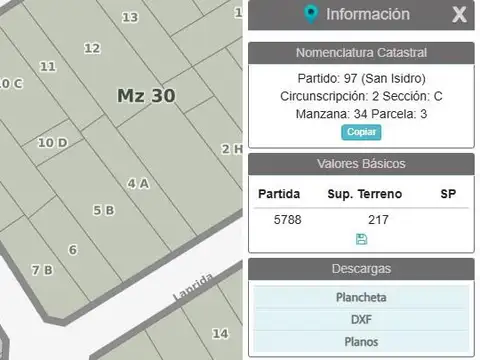 Terreno en Venta 25  mts Fondo