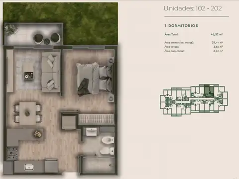 Departamento en Venta de 2 ambientes