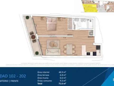 Departamento en Venta de 1 dormitorio