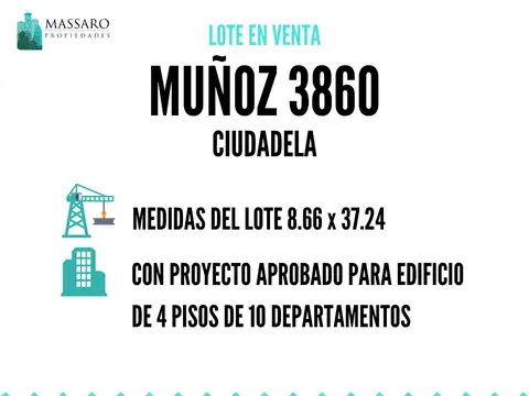 Lote en venta de 8.66x37, con proyecto aprobado, Ciudadela.