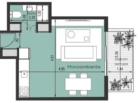 Departamento en Venta de Monoambiente