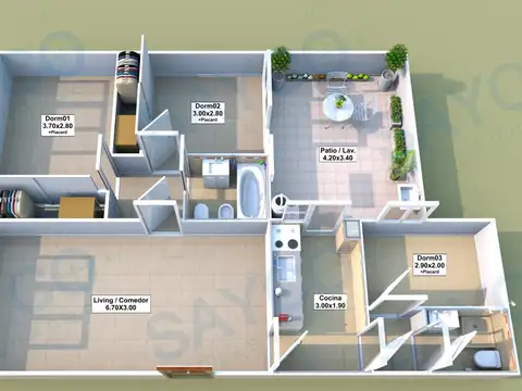 Departamento en Venta de 3 dormitorios