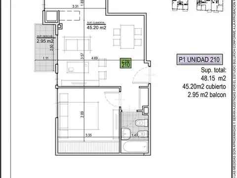 Departamento en Venta de 1 dormitorio