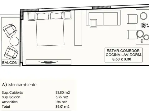 Departamento en Venta en Barrio Norte, USD 116.740