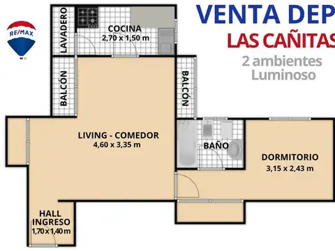 Departamento en Venta de 2 ambientes