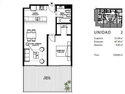 Departamento en Venta en Las Cañitas, USD 321.700