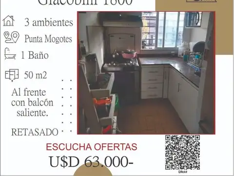 Departamento de 3 ambientes, Punta Mogotes.