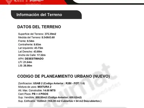Terreno en Venta de 375,0 m2