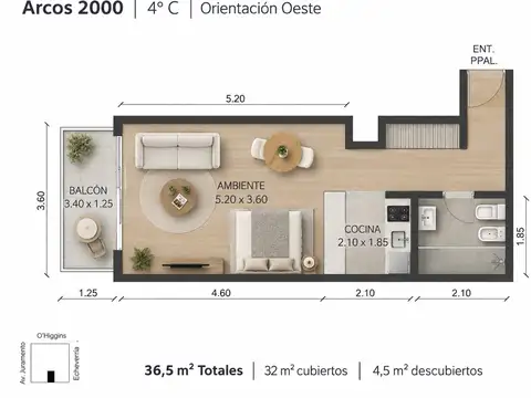 Departamento en Alquiler en Belgrano, USD 690