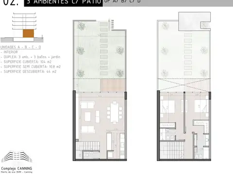 Venta Dpto 3 ambientes en pozo c/terraza Canning