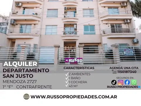 Alquiler Departamento 2 Ambientes - San Justo