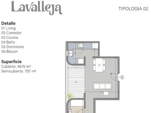 Departamento 3 ambientes con 1 baño