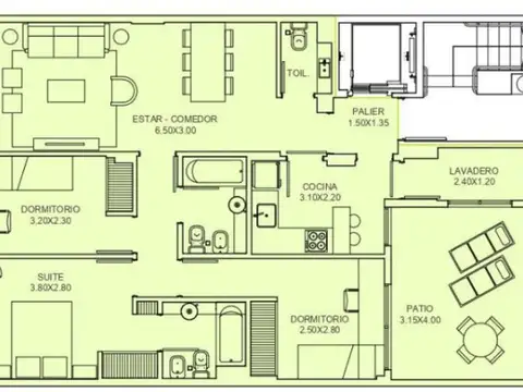 Departamento 4 ambientes con 2 baños