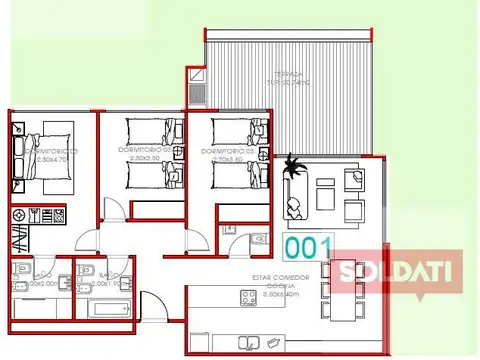 Departamento en Venta de 4 ambientes