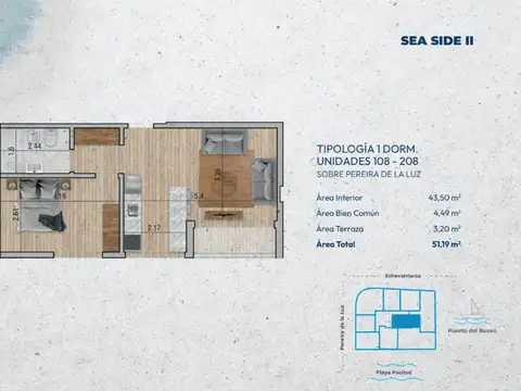 VENTA Apartamento POCITOS 1 dormitorio con balcón