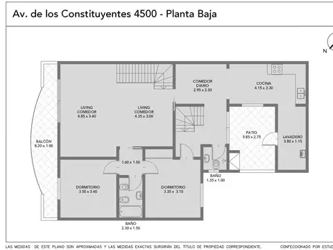 Depto Tipo Casa 3 ambientes con 2 baños