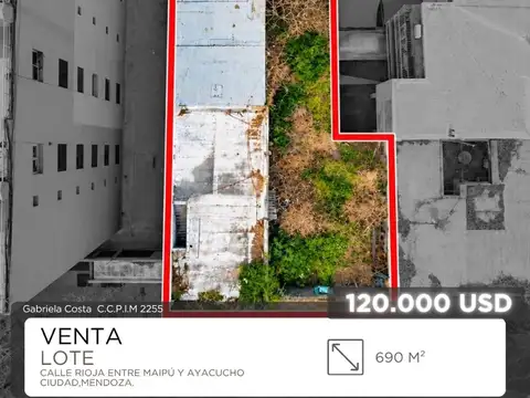 Venta terreno ciudad mendoza 690 m2.