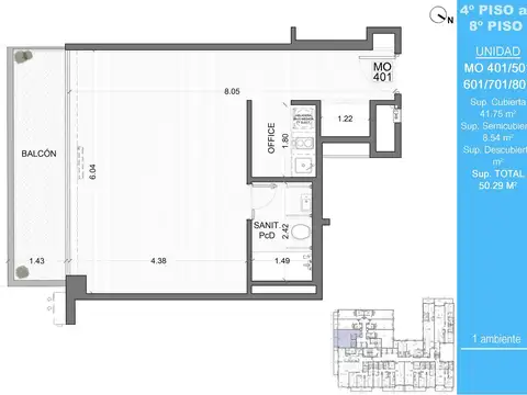 Departamento en Venta de Monoambiente