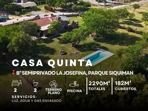 Venta Casa Quinta 2/3 Dormitorios Con Piscina Y 2.300M² De Parque. B° La Josefina, Parque Siquiman