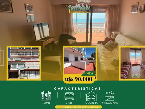 Departamento 3 ambientes frente al mar en Punta Mogotes