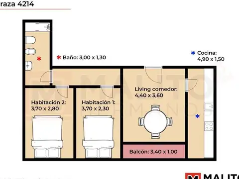 Departamento en Venta de 3 ambientes
