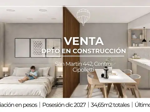 VENTA DEPARTAMENTO MONOAMBIENTE CIPOLLETTI