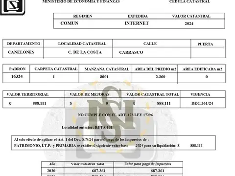 Terreno en Venta de 4690,0 m2