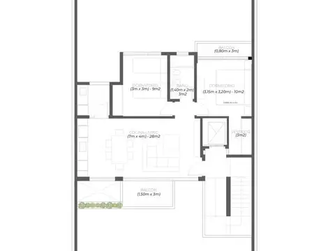 Departamento 3 ambientes con 1 baño