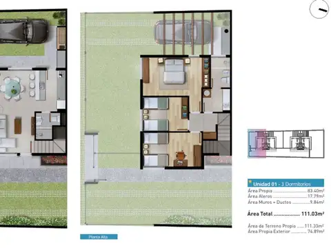 Casa 4 ambientes con 2 baños