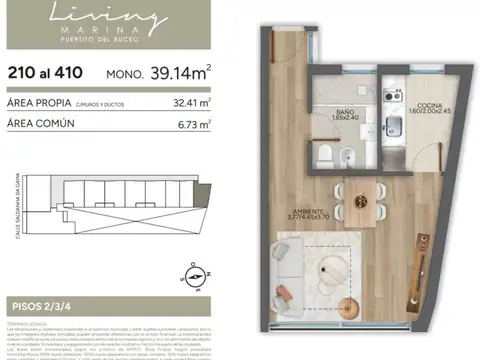 Departamento en Venta de 1 dormitorio