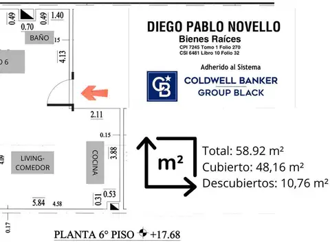 Departamento en Venta de 1 dormitorio