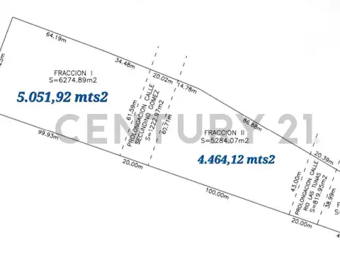 Terreno en Venta 64,25  mts Frente