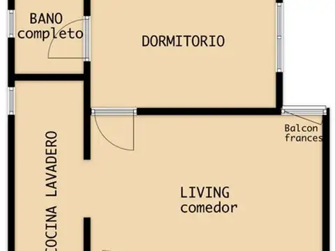 Departamento 2 ambientes con 1 baño