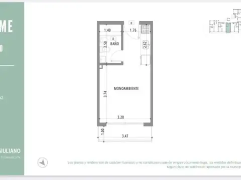 Departamento en Venta de 1 dormitorio