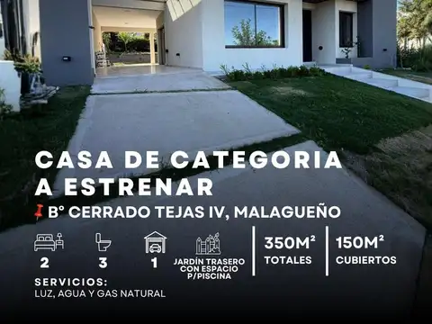 Venta De Casa A Estrenar Planta Única 2 Dor. B° Cerrado Tejas IV, Malagueño
