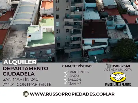 Alquiler Departamento 2 Ambientes - Ciudadela, Tres de Febrero