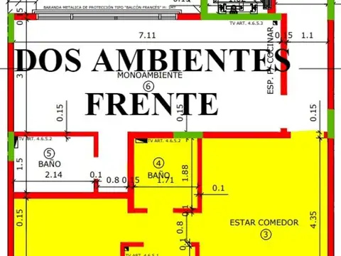 Departamento 2 ambientes con 1 baño