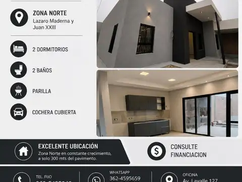 SE VENDE ZONA NORTE Casa 2 DORMITORIOS