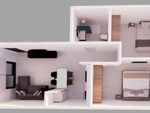 Departamento 2 ambientes con 1 baño