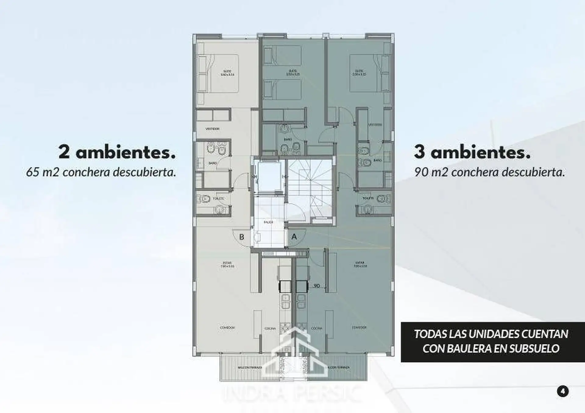 Departamento 2 amb, 65m² con balcón — Chauvin