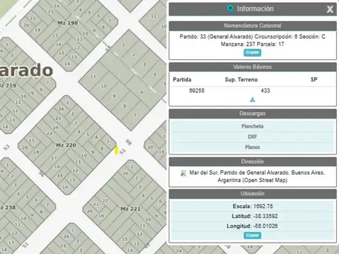 Terreno en Venta en Mar del Sud, USD 8.500