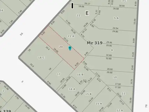 Terreno en Venta 9  mts Frente