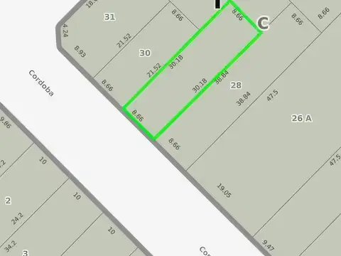 Terreno en Venta 8  mts Frente