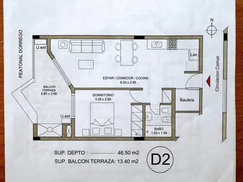 VENTA DPTO 1 DORMI CON COCHERA Y BALCON TERRAZA
