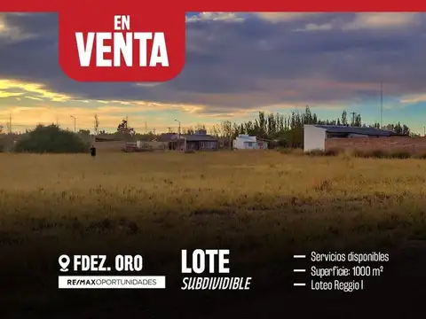 EN VENTA Lote de 1.000m2 Fernandez Oro