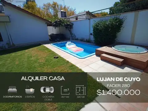 Casa en alquiler c/ cochera en Luján de Cuyo