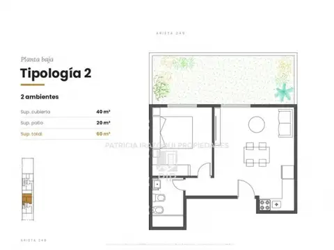 Departamento en Venta de 1 dormitorio