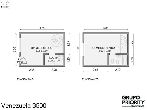 Depto Tipo Casa 3 ambientes con 2 baños