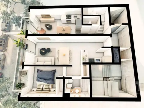 Departamento 2 ambientes con 1 baño