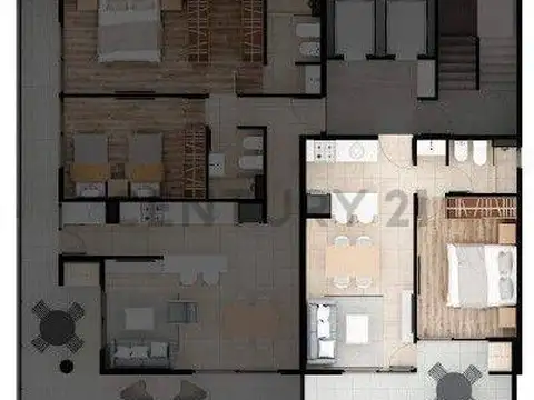 Departamento 2 ambientes con 1 baño